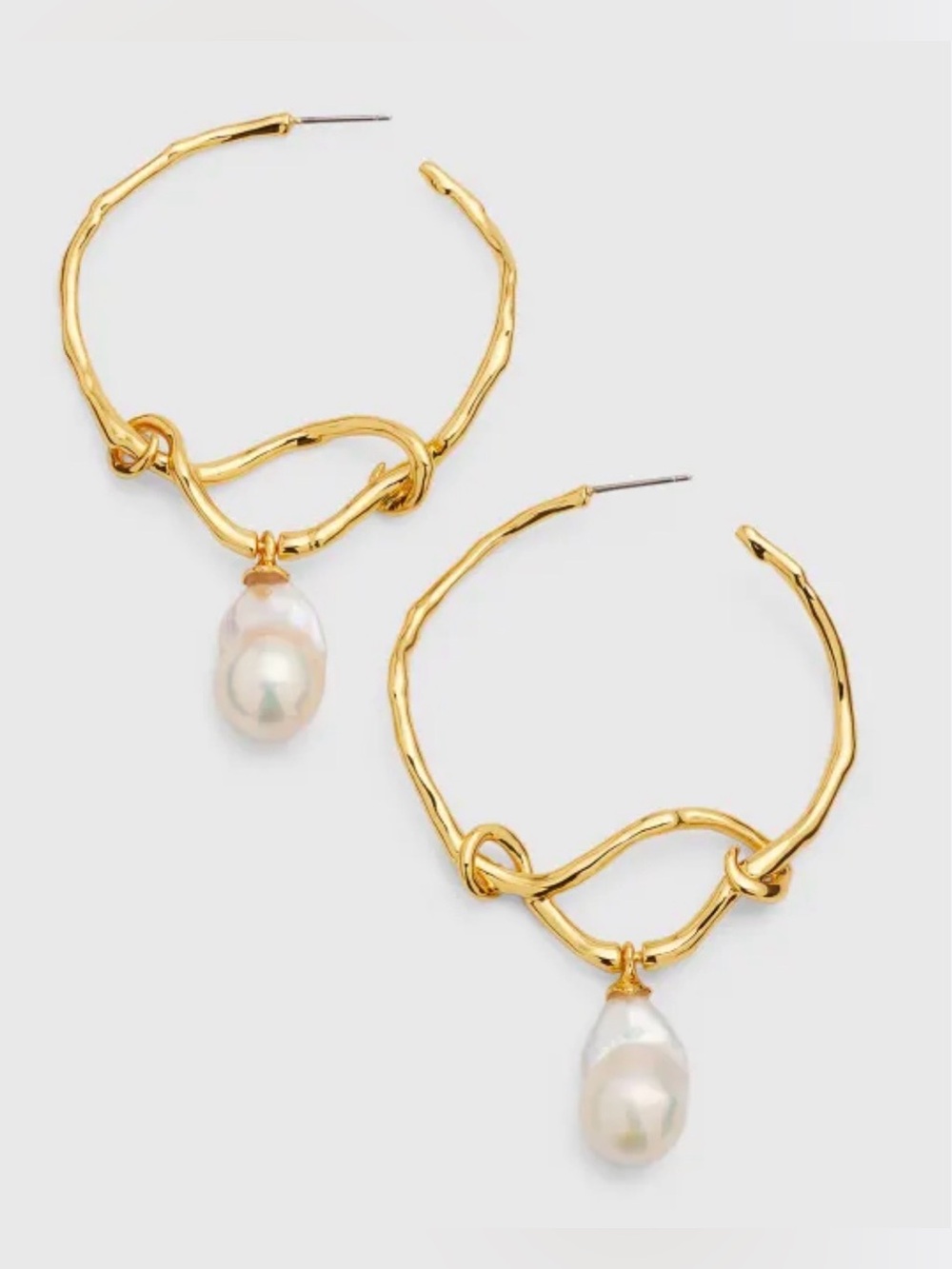 ALEXIS BITTAR Twisted Pearl Drop Hoop Earrings Gold White JN28